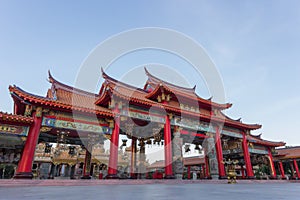 Red gateway of chinese temple