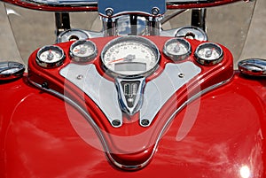 Red gauges on motorcycle