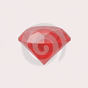 Red Gemstone 3D Render on White Background
