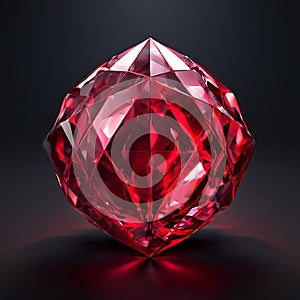 Red Gemstone Facets on Black Background