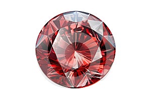 Red gemstone isolate on white background.