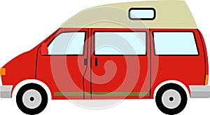 Red Generic Retro Camper Van Cartoon