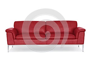 Red genuine leather sofa.