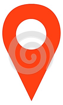 Red geo pin color icon. Map navigation symbol