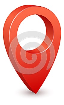 Red geo pin. Destination pointer. Realistic map tag