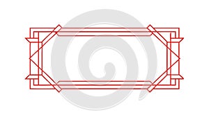 Red Geometric Hexagon Border Frame, vector design Generative AI