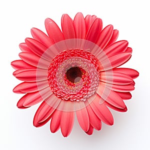 Red Gerber Daisy Clipart On White Background - Aerial Photography Style