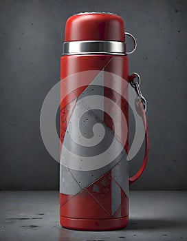 Red and Gey Thermos With a Segmented Look, Generative AI