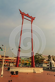 Red giant swing or Sao Ching Cha with the crowd of pigeon, one o photo