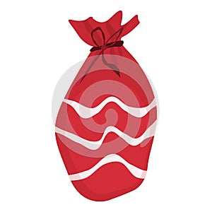 red gift bag tied. illustration flat style vector