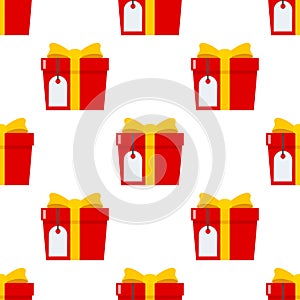 Red Gift with Blank Label Seamless Pattern