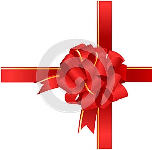 Red gift bow and ribbon