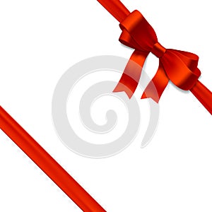 Red gift bow with ribbon