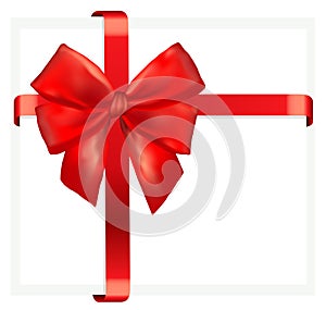 Red gift bow with ribbon.