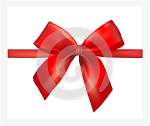 Red gift bow with ribbon.