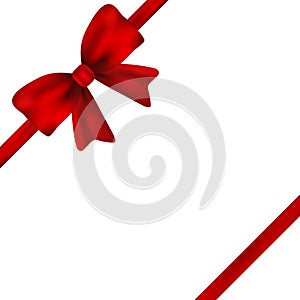Red gift bow of ribbon isolated on white background