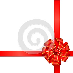 Red gift bow with ribbons. Vector.