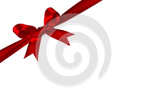 Red gift bow on white