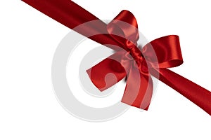 Red gift bow on white