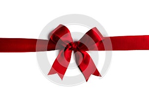 Red gift bow on white