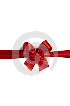 Red gift bow on white