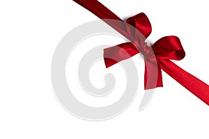 Red gift bow on white