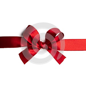 Red gift bow on white