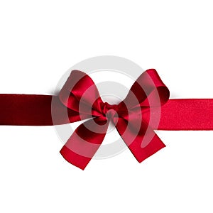 Red gift bow on white