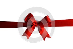 Red gift bow on white