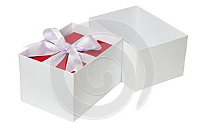 Red gift box with bow ribbon