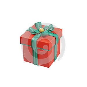 Red gift box isolated on white icon