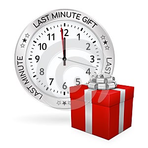 Red Gift Box and Last Minute Clock with Golden Border