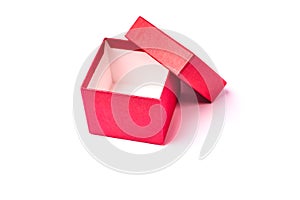 Red gift box open isolated on white background