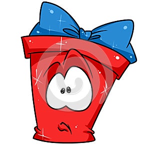 Red gift box perplexing cartoon