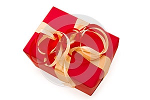 Red Gift Box with Red and gold Satin Ribbon bow