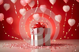 red gift box with ribbon gift box with ribbon red gift boxgift, christmas, ribbon, bow, birthday, holiday, decoration, celebration