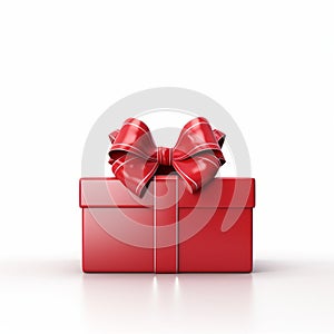 Realistic Red Gift Box With Untied Ribbons And Bow On White Background