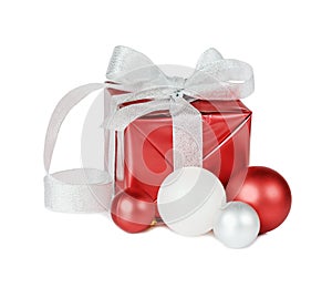 Red gift box on a white background