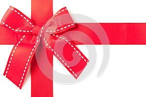 Red gift ribbon closeup