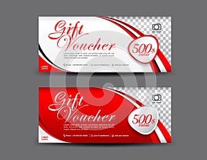 Red Gift Voucher template, coupon design, Gift certificate