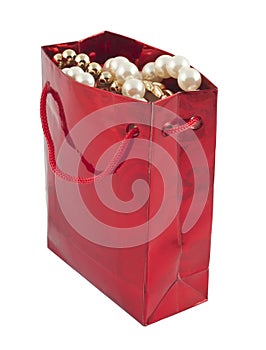 Red giftbag with jewelry