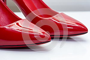 Red glamorous and fashionable socks for womens shoes. Image for project and design