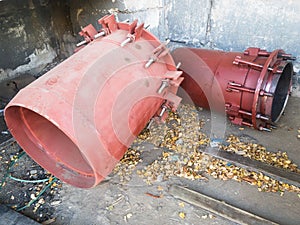 Red gland expansion joints for heating main.