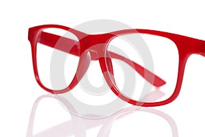 Red glases on white