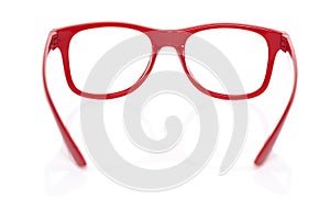 Red glases on white