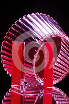 Red Glass Bowl and Cube