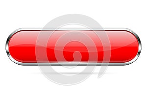 Red glass button. 3d shiny oval icon
