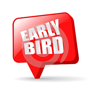 Red glass early bird icon photo