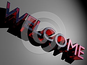 Red glass welcome logo