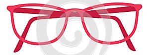 Red glasses icon. Reading optical eye accessory